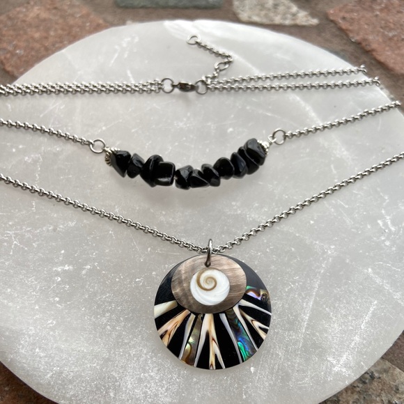 Double layer necklace onyx & abalone shiva eye - Picture 10 of 12